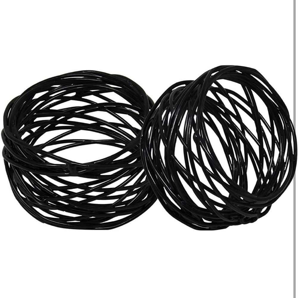 NWT 6pc Round Mesh nest Black Napkin Rings Holder for Dinning Table Everyday